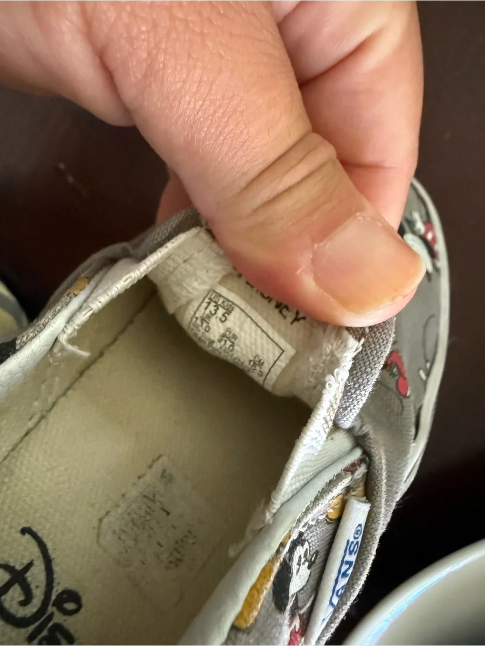 Vans x Disney Mickey Mouse Slip On Skate Sneakers Grey Canvas US Kids Size 13.5